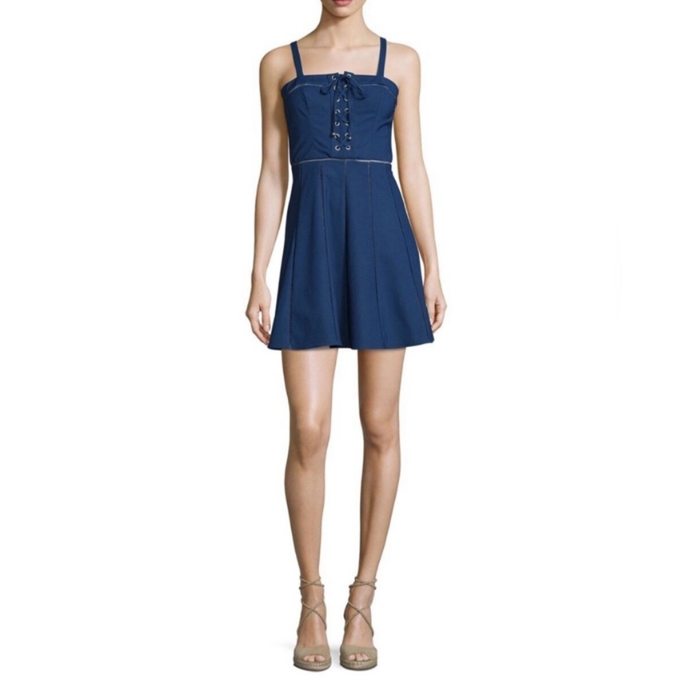 Parker Athena Lace-Up Blue Dress